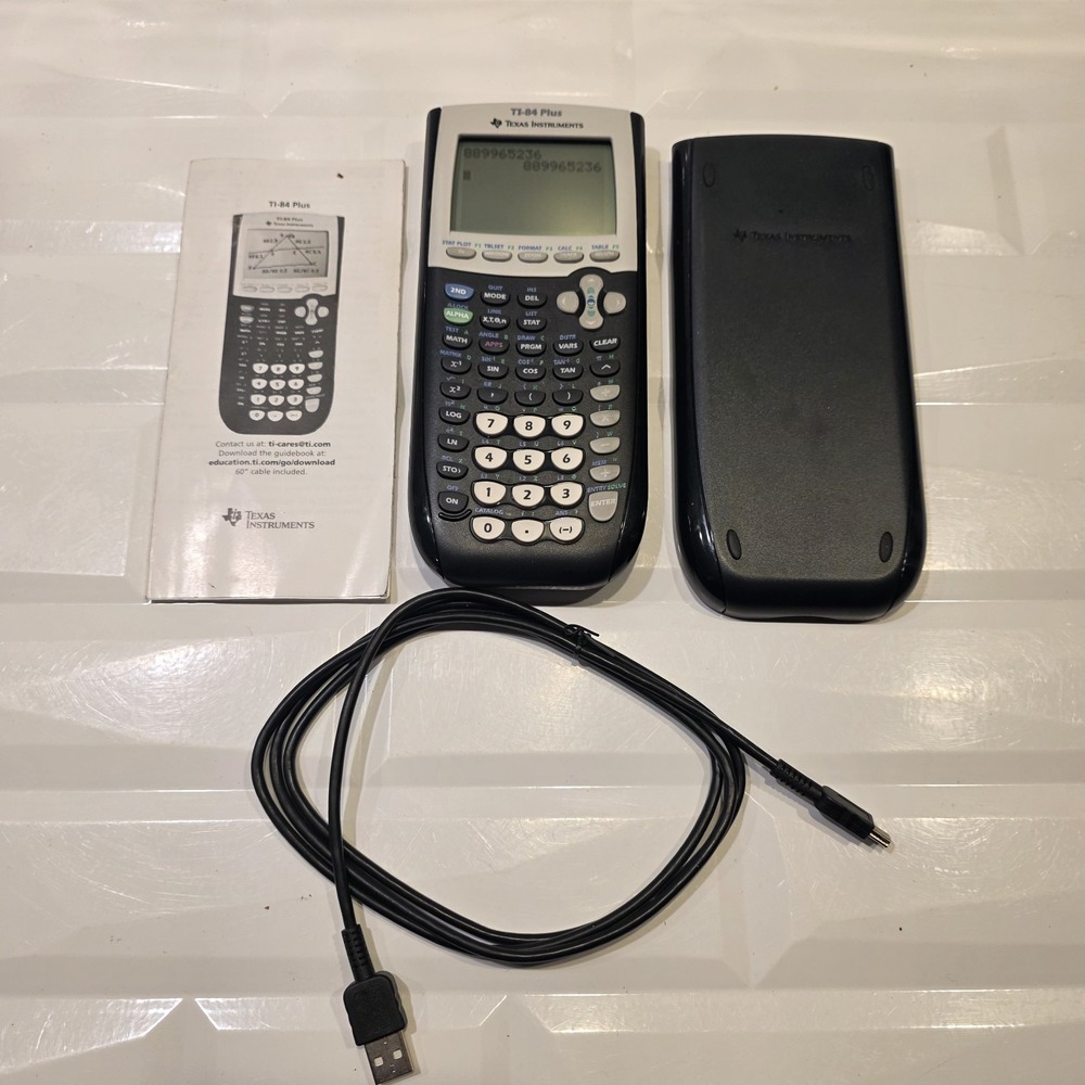 Texas Instruments TI-84 Plus Graphing Calculator Tested W Cord & Cover